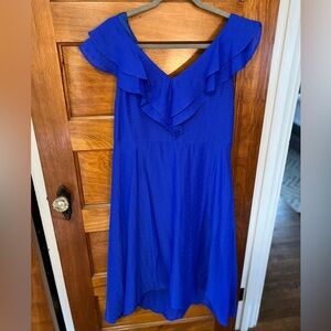 Blue ruffle cocktail dress
